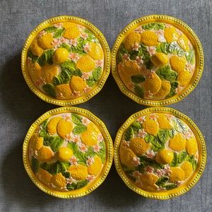 Lot of 4 Temptations Figural Fruit Lemon Mini Pie Cover Handcrafted Hand Painted